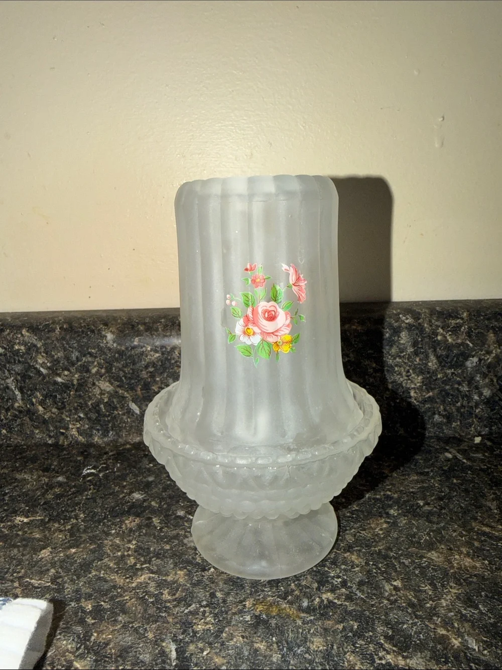 Vintage Satin Glass Ribbed Hobnail Rose Pattern Fairy Lamp/Light